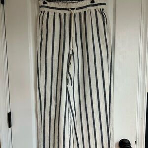 J.CREW Striped linen-cotton blend wide leg paper-bag pant